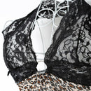 Sexy Lady Halter Neckline Short Nightdress Backless Nightwear Leopard