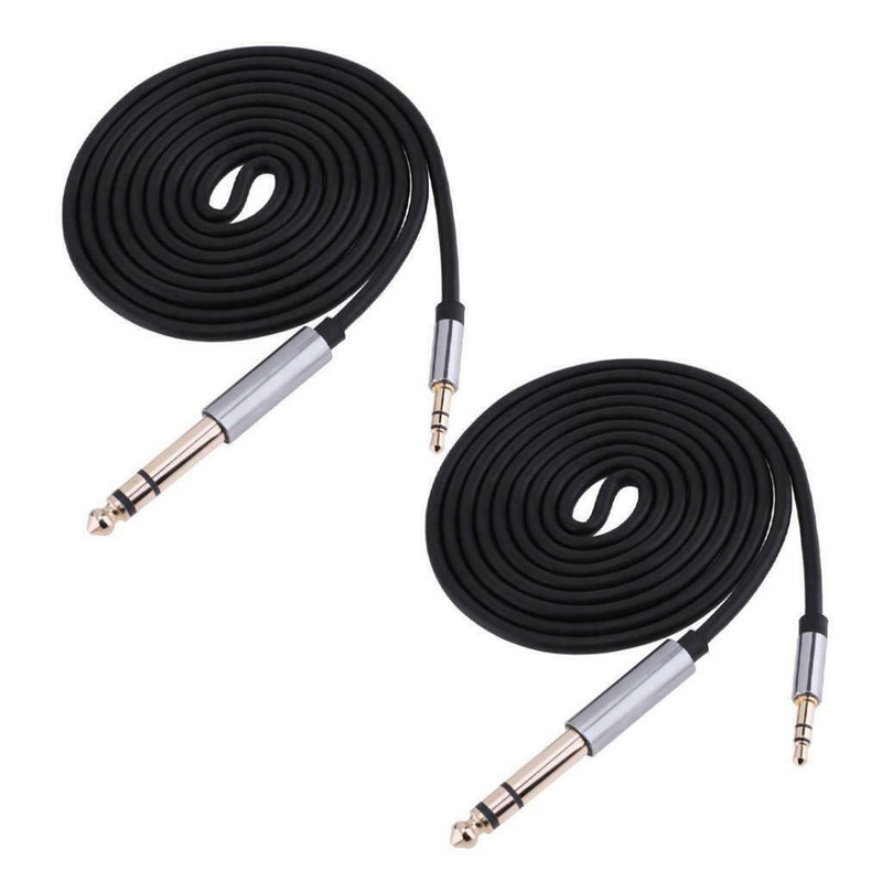 2Pcs 3.5mm 1/8" Male To 6.35mm 1/4" Male Stereo Audio Cable