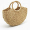 Handmade Beach Bag Round Straw Totes Bag Large Bucket Summer Bags Women Nat F2J7