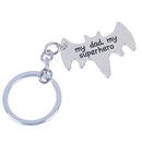 1XMy Dad My Superhero" bat shape keychain daddy keyrings gift for Fathers Day JR