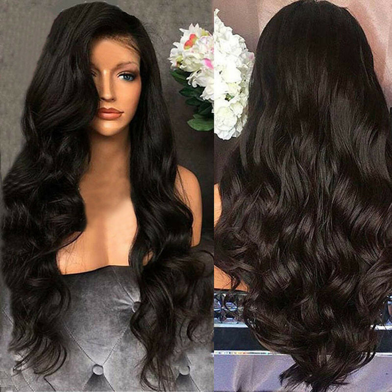 Black Curly Wavy Brazilian Remy Human Hair Body Wave Lace Front Human Hair Wig D