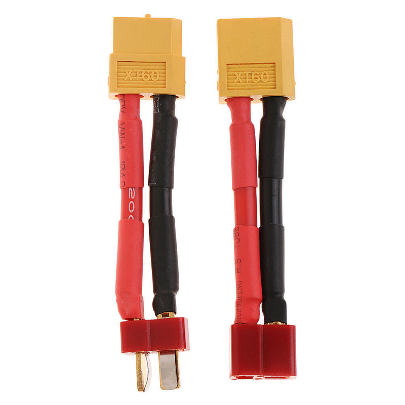 2pcs XT60 to T Connector Male/Female Adapter for RC Lipo Battery 14AWG