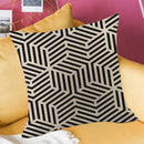 1X(Pack Of 4 Decorative Cushion Throw Pillow Covers Linen + Pu ,Modern Geom