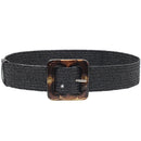 Woven Belt Buckle Fashion Ladies Casual Belt Ladies Dress Straw Belt Black