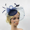 Ascot Races Feather Hair Cords Fascinator Clip   Side Fancy Hat Blue