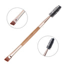 Beauty Makeup Bamboo Handle Eyebrow Brush + Eyebrow Comb Double-Ended Brushes TE