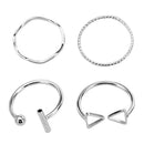 4pcs/Set Simple Unisex Geometry Open Adjustable Alloy Plating Finger Rings