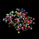 30Pcs Stainless Steel Ball Tongue Bars Rings Barbell Chic Jewelry