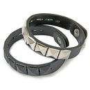 2X Bracelet leather strap metal retro square rivets Bracelet V2S4