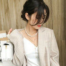 Hip Hop Multi-Layer Imitation Irregular Pearls Chain Metal Beads Line Lock