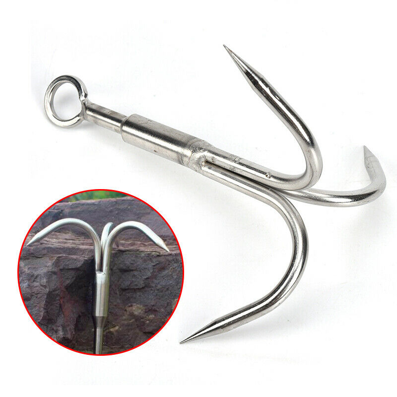 1pc 3 Claws Grappling Hook Climbing Survival Carabiner Tool Stainless SNWG`US