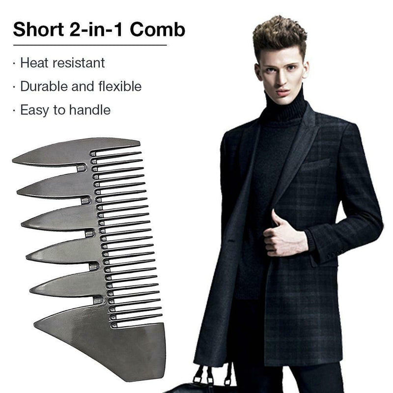 Mens Retro Double-sided Wide Tooth Metal Beard Comb Hair Comb Styling Tool