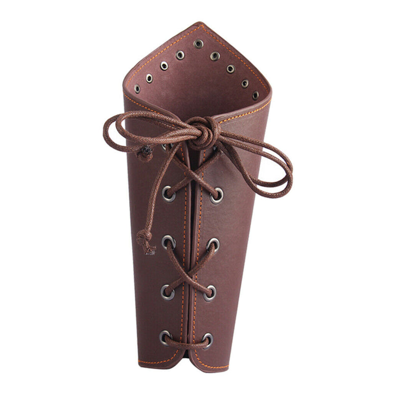 Medieval Knight Lace Up Wristband Wide Cuff Bracelet Costume Arm Armor Brown