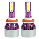 1 Pair COB LED Car Headlight Bulbs 72W Headlamp Fog Light Purple (H11) A