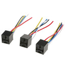 3Pcs Prewired 5 Pin Automotive Relay Harness Socket Holder 40A Fit for 6.3mm