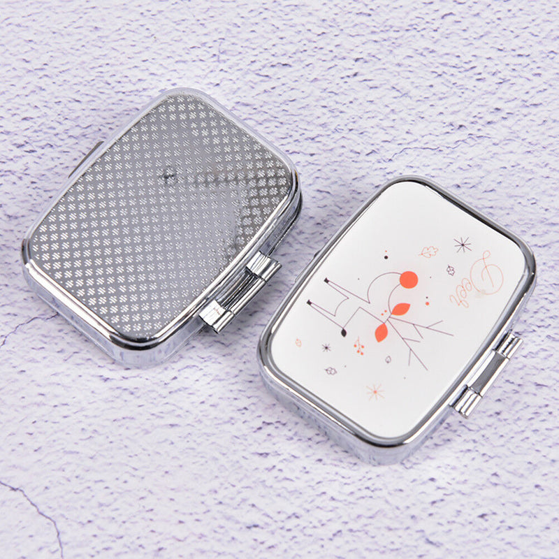 Square Metal Folding pill case Medicine Organizer Pill Box Storage Container Nw