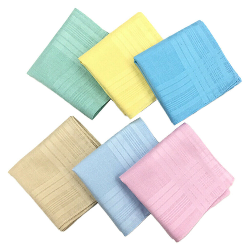 12x Classic 100% Cotton Plain Handkerchiefs Square Hankie Party Kerchiefs