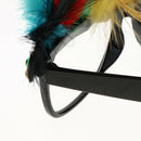 Fun Colorful Feather Rhinestone Glasses Specs Beach Cocktail Party Eyeglasses