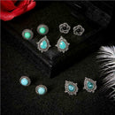 5Pairs of Blue Turquoise Peacock Feather Earrings Court Retro Fashion Earri S7D9