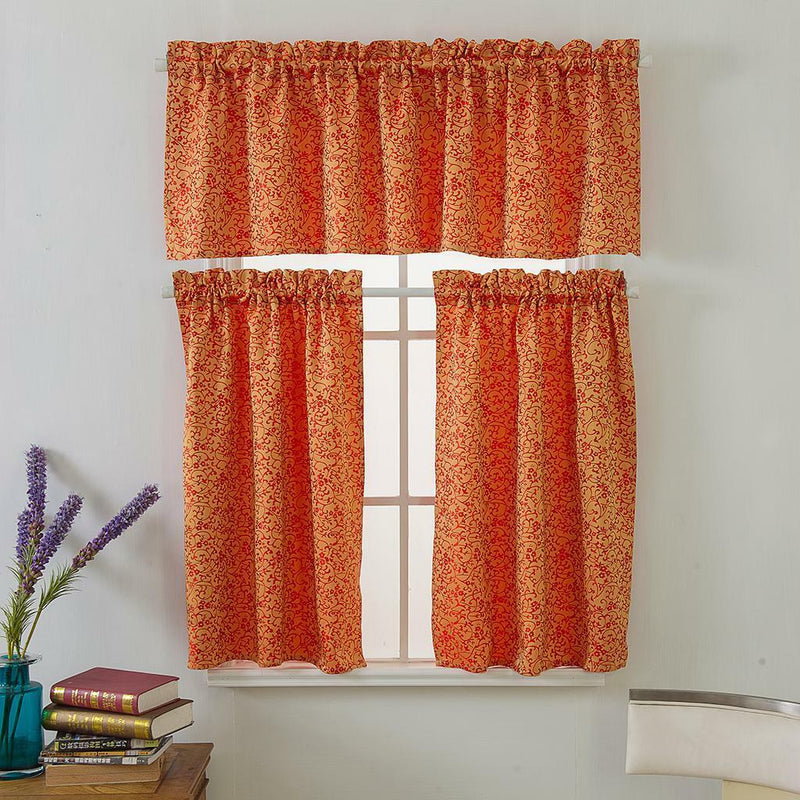 1 Set Red Rod Pocket Short Tier Curtains Panels Half Drapes for Bathroom