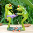 Frog Statue Handpainted Sculpture Artwork Novelty Garden Decor Ornament