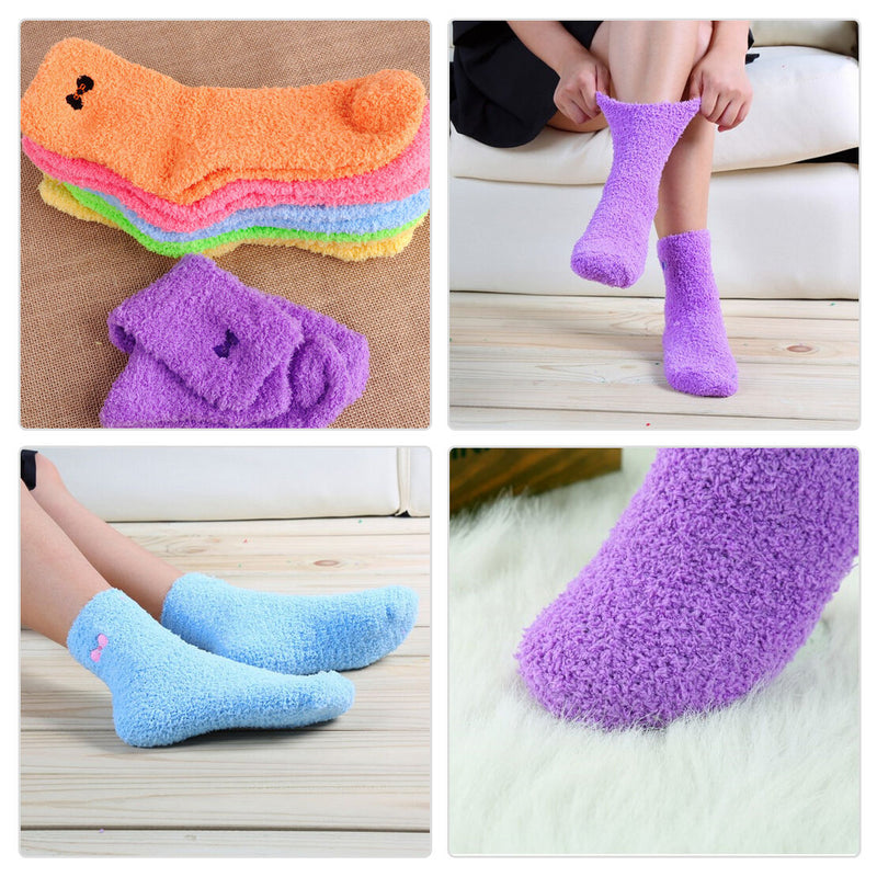 6Pairs Women Girls Fuzzy Towel Socks Cozy Soft Warm Floor Socks Winter Hosiery