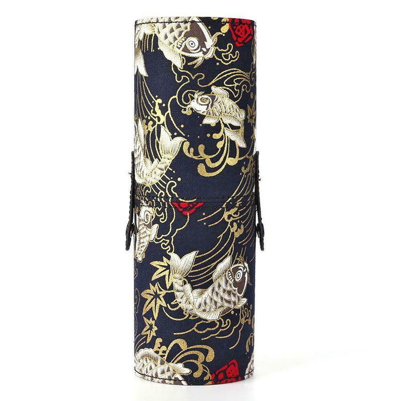 Retro Print Cloth Makeup Brush Holder Cosmetic Pens Storage Cup (Black S) A