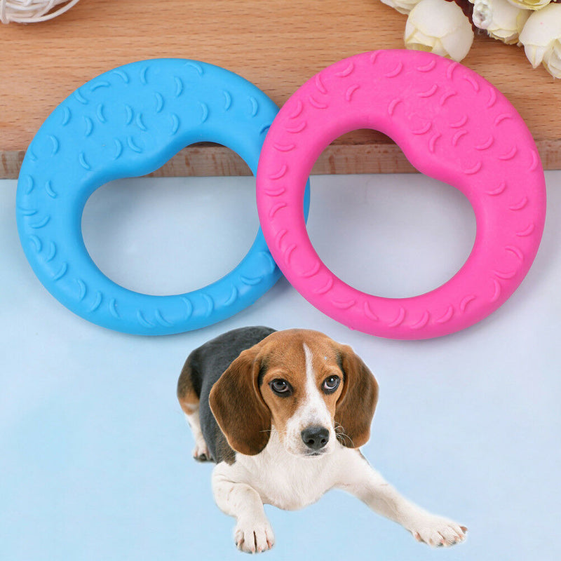Pet cat dog puppy rubber dental teeth chew circle play training fetch fun toys Z