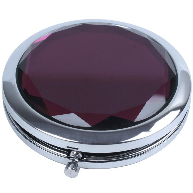 Travel Compact Pocket Crystal Folding Makeup Mirror,Purple G7J4