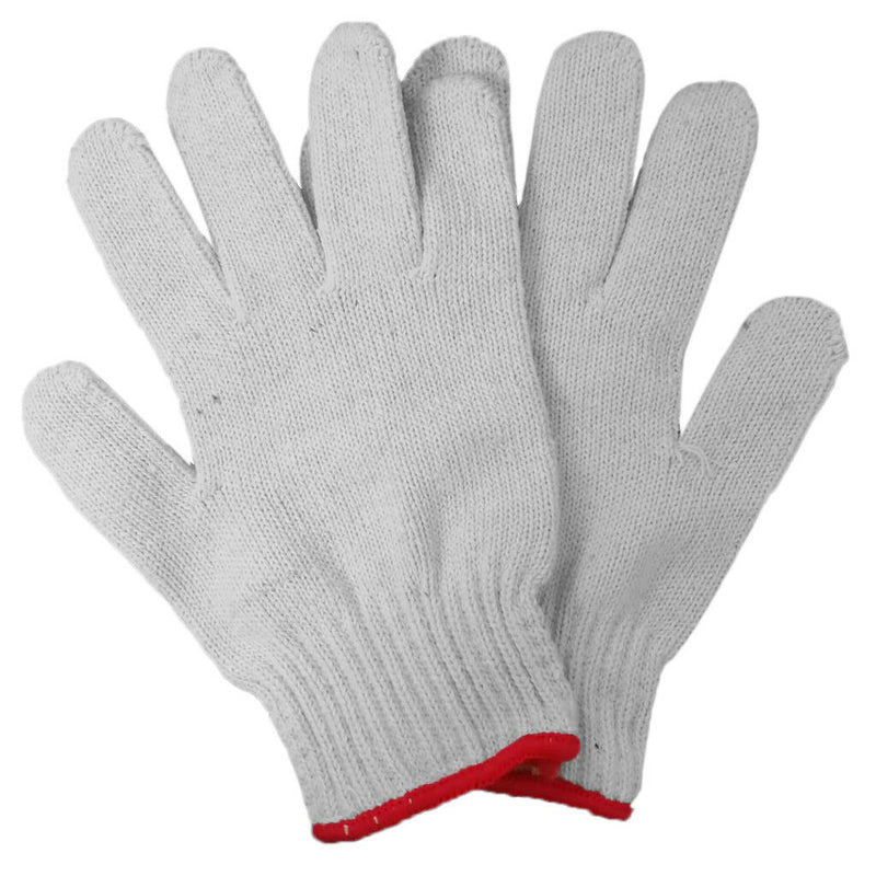 1 Pair White Protective Cotton Knit Gardening Work Gloves, 900g Roving