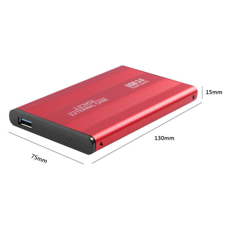 3TB USB 3.0 Hard Disk Enclosure 2.5 inch SATA HDD SSD Mobile Case (Red)