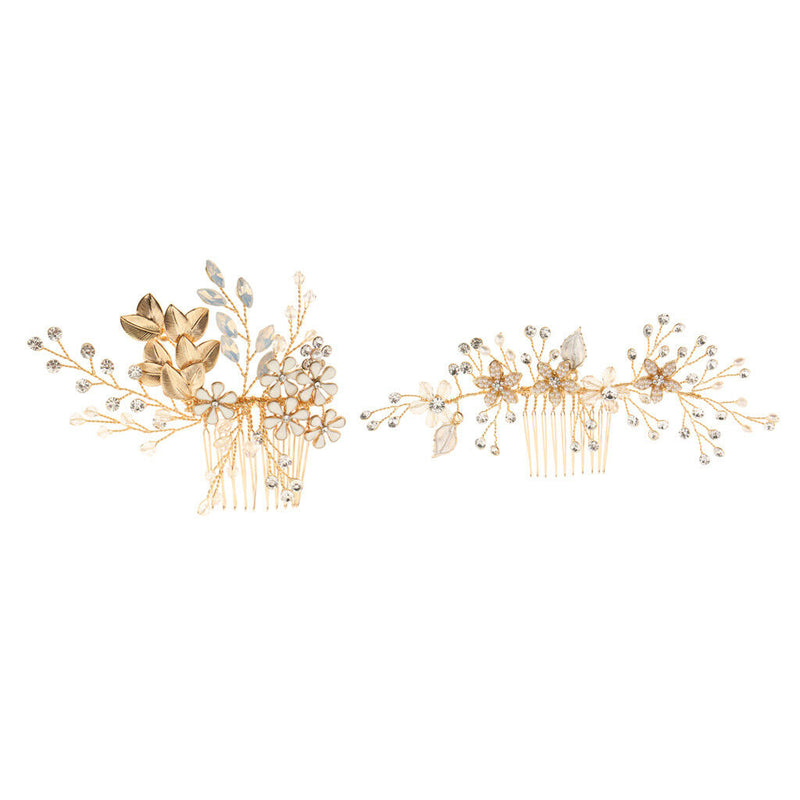 Crystal Flower Leaf Hair Comb Wedding Party Prom Birdal Fashion Hair Jewelry