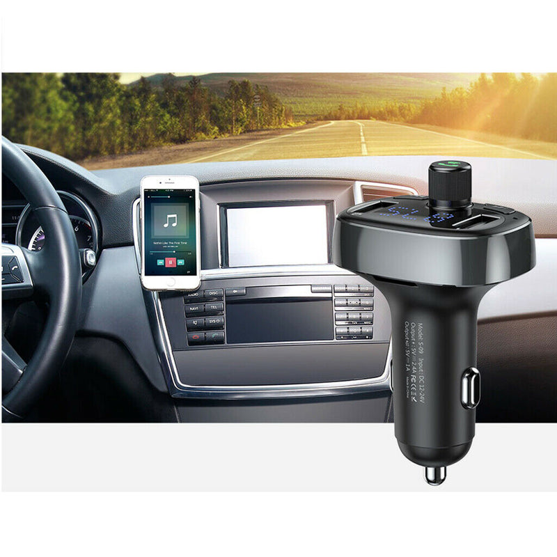 Bluetooth Car Kit MP3 Player FM Transmitter Radio Adapter Dual USB Black