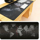 World Map Game Mouse Pad - Black Large Desk Mat Non-Slip Rubber 300 * 600 * 2mm