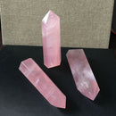 Pink Rose Quartz Crystal 100% Natural Rock clear Stone Point Healing Wand gift