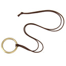 Women Ethnic Bronze Hollow Alloy Circle Pendant Sweater Necklace Jewelry