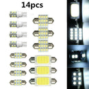 14Pcs LED Car Interior Inside Light Dome Trunk Map License Plate Lamp Bulbs Set