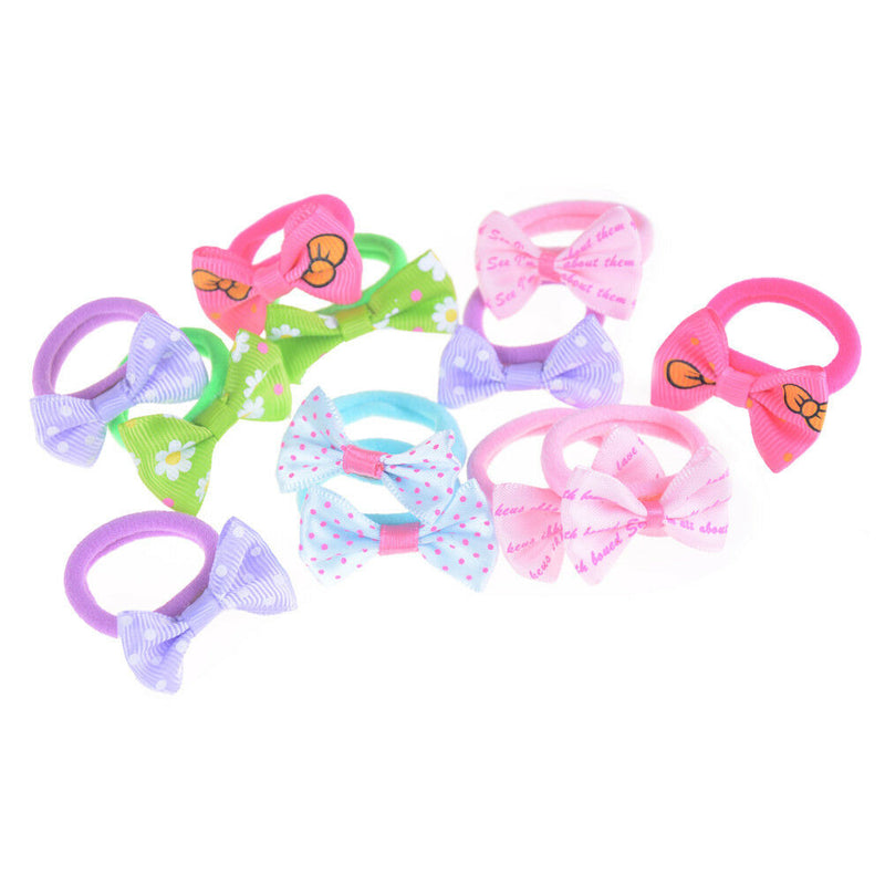 10Pcs Cute Ribbon Hairbow Girls Hair Top Rope Hair Bow Kids Hair Accessories OZ