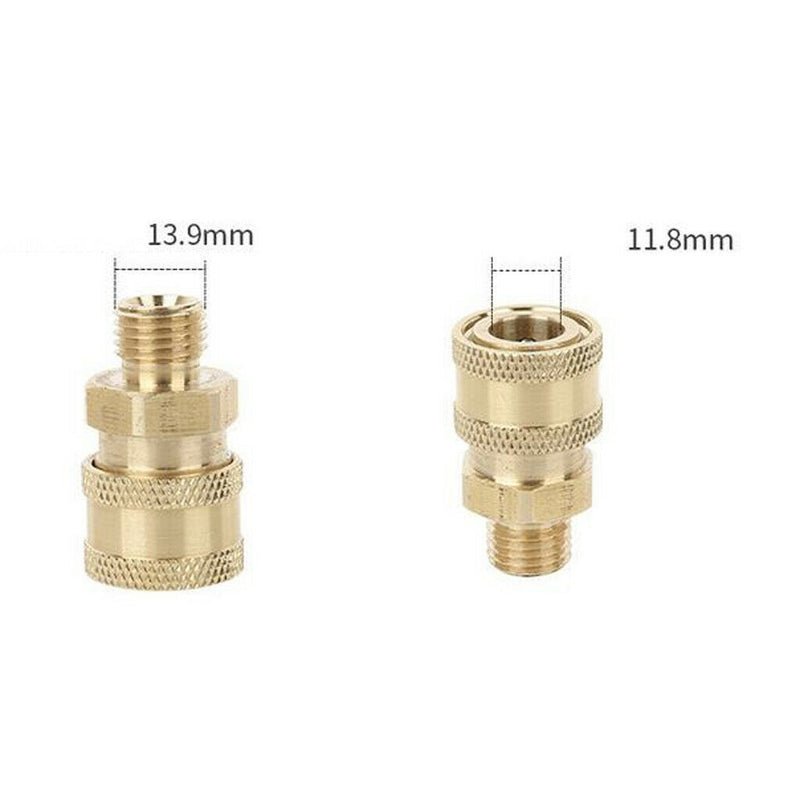 2pcs Brass Garden Hose Quick Adaptor M14 x 1.5mm Male & Female for Power