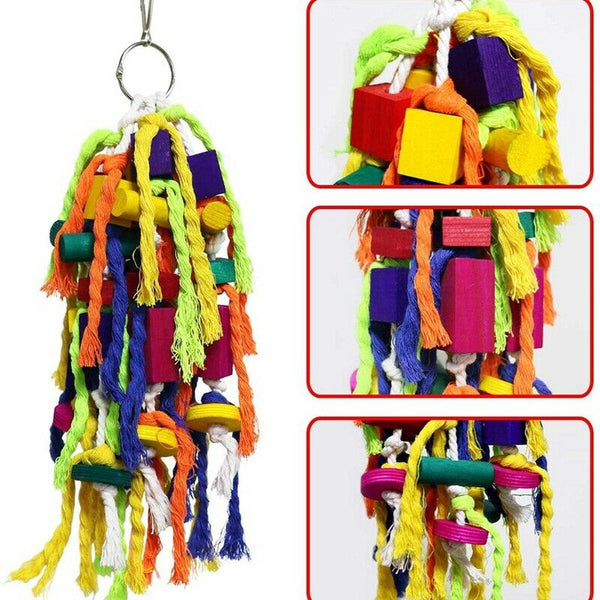 Large and Small Parrot Chewing Toys Parrot Cage Bite Toys Wooden Block Tear