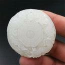 Natural Chinese White Jade Lucky Dragon Phoenix Taiji Diagram Amulet Pendant