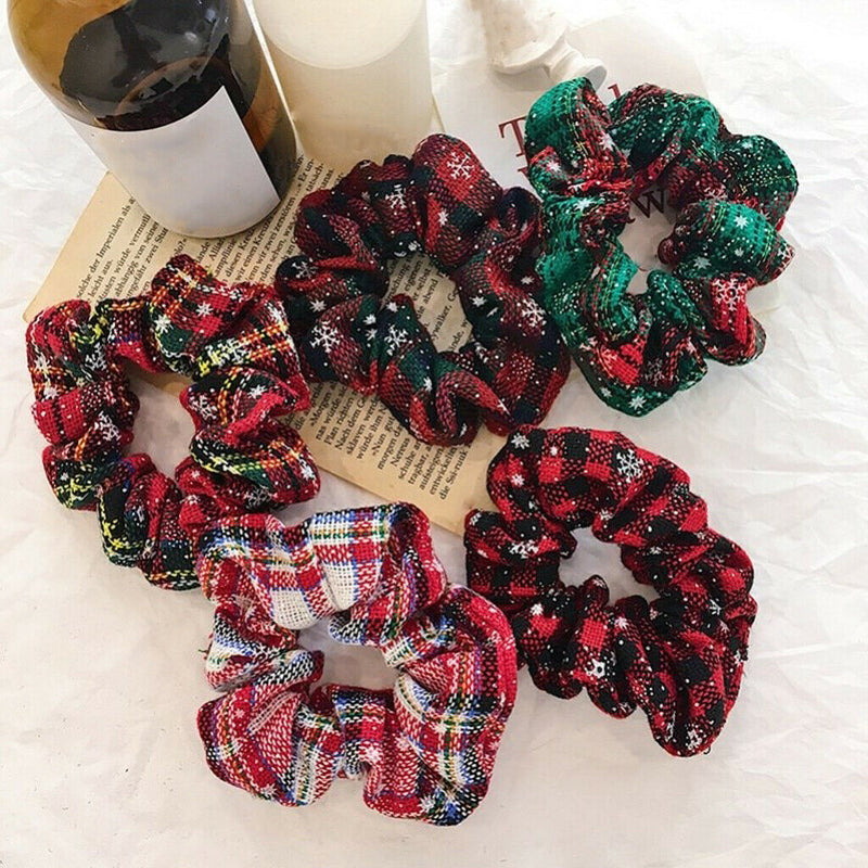 5 Pieces Christmas Scrunchies Elastic Bobbles Hair Bands Scrunchy Hair Ropes