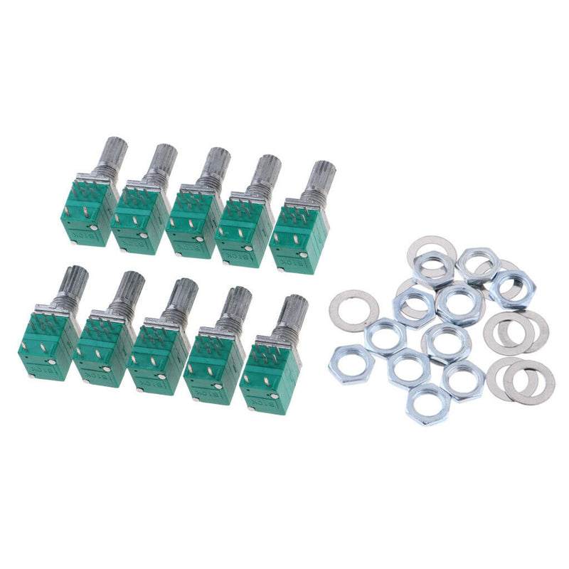 10 Pcs Double Potentiometer B10K with Switch Sound Amplifier Sealed