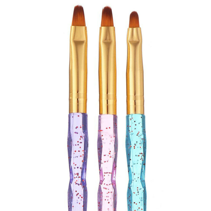 3 Pcs UV Gel Nail Art Brush Acrylic Painting Pen Kit For Salon Manicure DIY