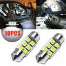 10Pcs 31MM Festoon LED White Dome Map License Interior Light Bulb DE3175 3022
