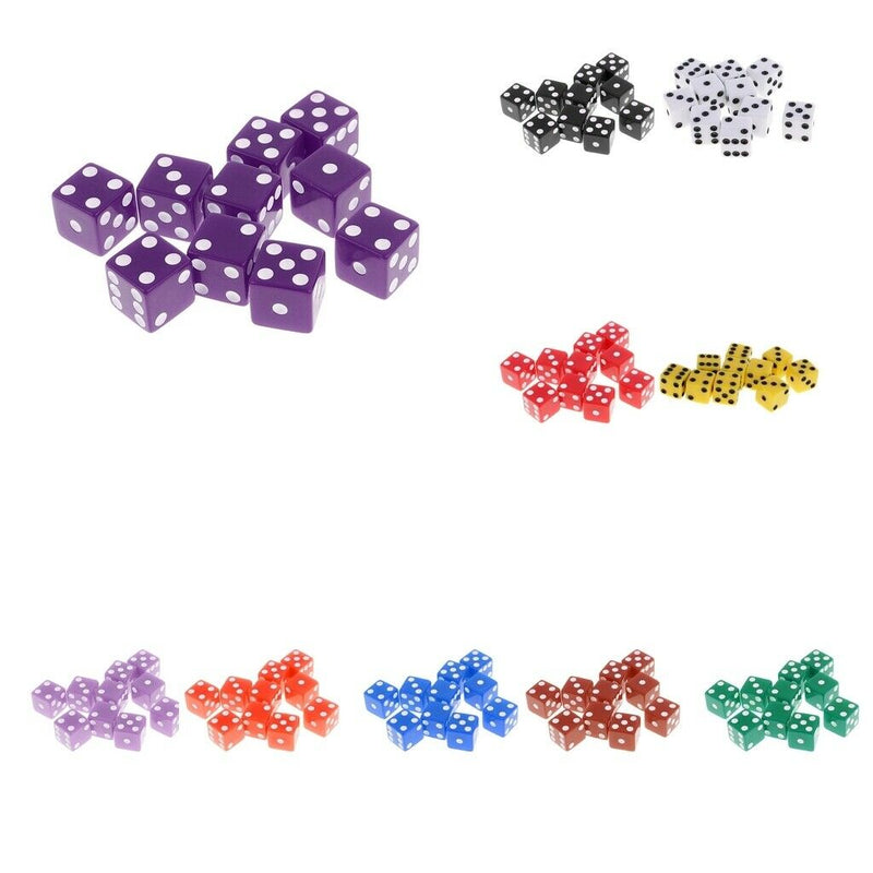 10pcs Plastic Six Sided D6 Dice Digital Dices Kit Party Board Game Dices for