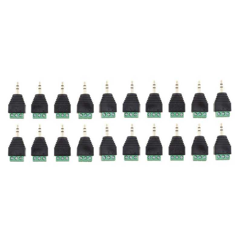 20 Packs 3.5mm 3 Pole Stereo Audio Vedio Male To 3 Screw Terminal