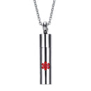 Alert ID Chain Necklace  Cross Engraved Pendant Container