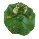 2x Artificial Pond Lily Floating Plant With Frog Ornament Family Rowing