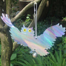 2 Pieces Reflective Flash Flying Owl Decoy Statue with Bell, Hanging Realistic